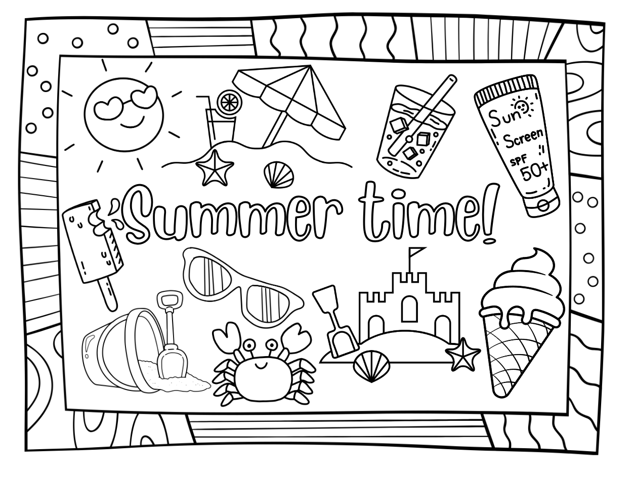 Mash Infants Summer Colouring Page Mash infants summer colouring page